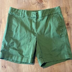 J. Crew Army Green Cotton Chino Shorts, Size 6